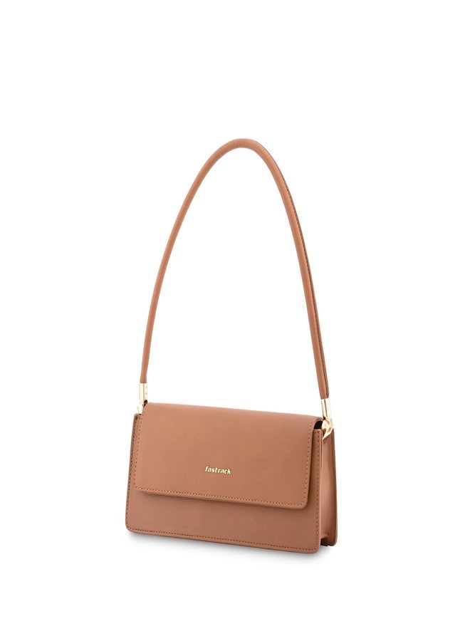 Fastrack Structured Shoulder Bag for Women | Faux Leather Handbag with Flap Closure & Spacious Main Compartment | Stylish Purse for Office & Daily Use - Image 1